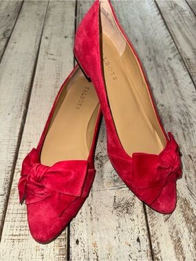 Talbot Wrapped Bow Red Suede Flats New w/out Box